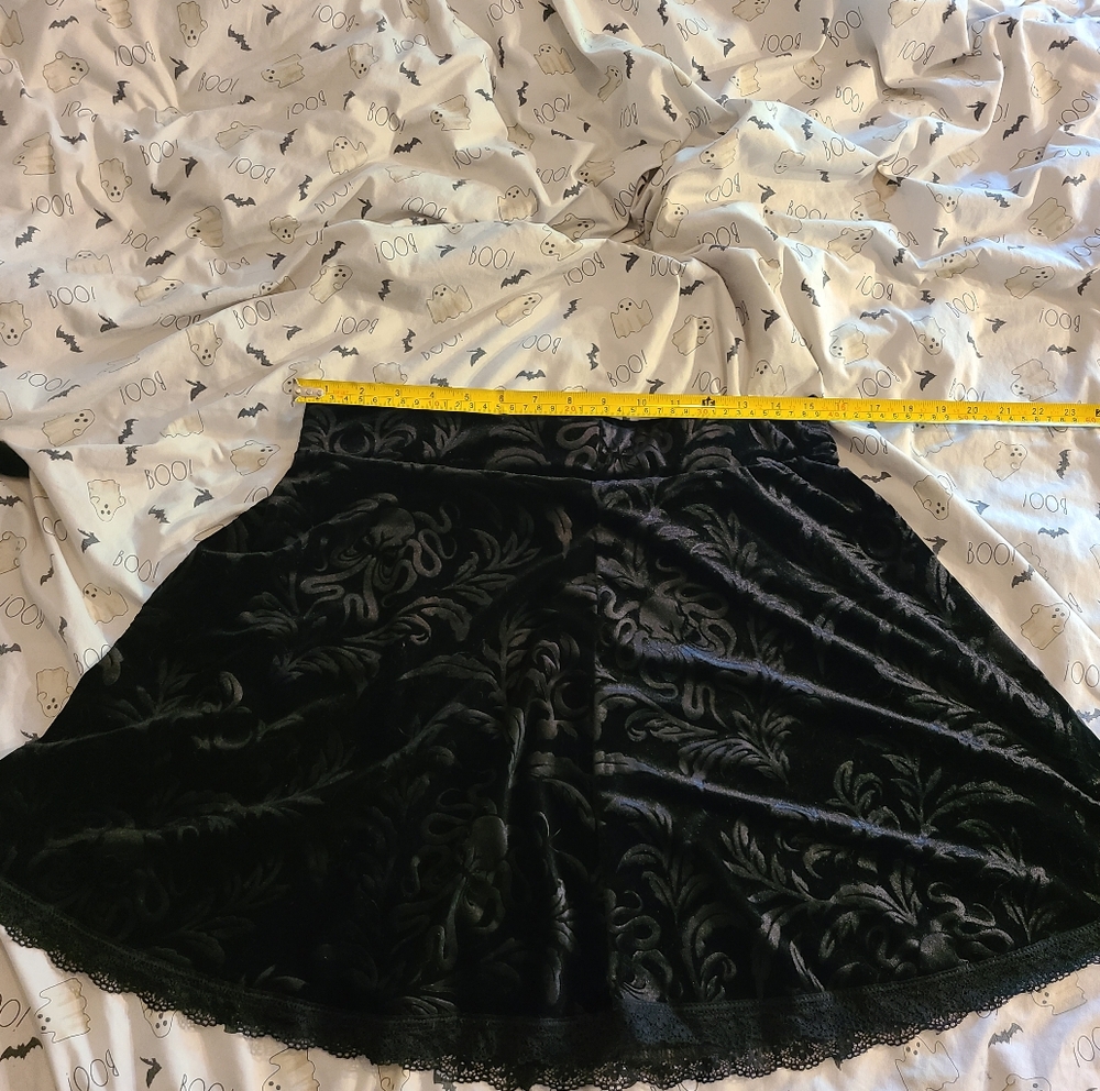 Black velvet burn out skirt